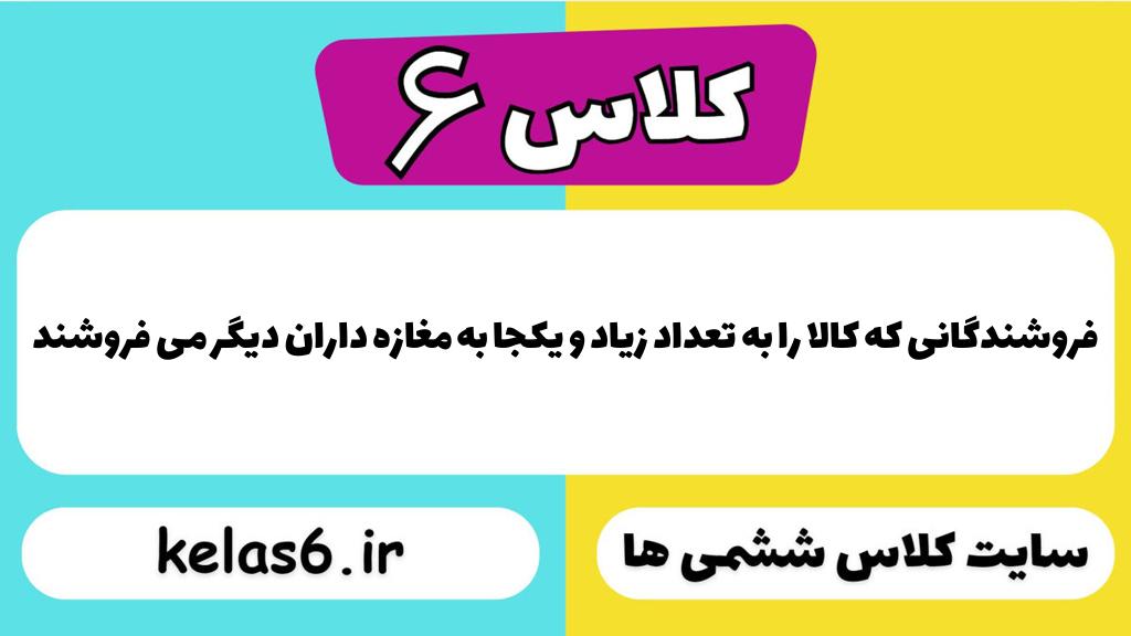 فروشندگانی که کالا را به تعداد زیاد و یکجا به مغازه داران دیگر می فروشند